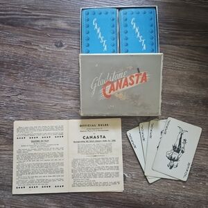 VINTAGE GLADSTONE Canasta  U S Playing Cards With official rule book 1950, 100%